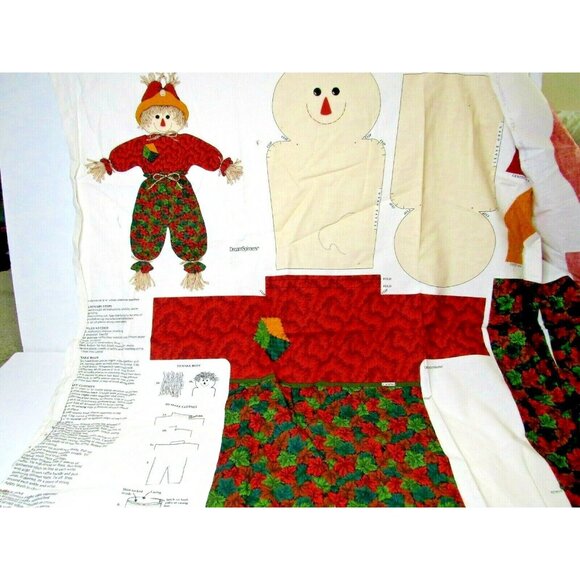 Vintage Sewing Panel Scarecrow Decoration Cut Sew Thanksgiving Fall Christmas - Picture 3 of 9